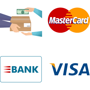 Zahlungsarten: Nachnahme, Vorauskasse, Visa, Mastercard